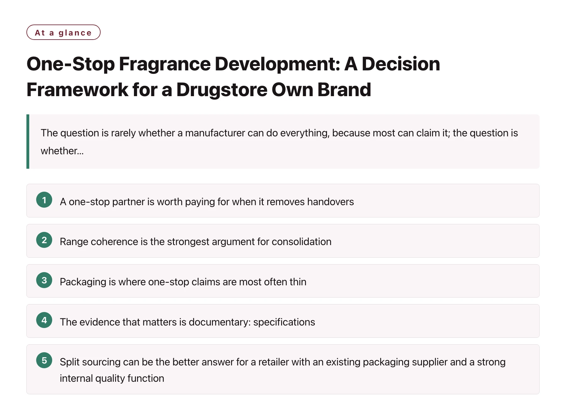 One-Stop Fragrance Development: A Decision Framework for a Drugstore Own Brand——全文要点速览