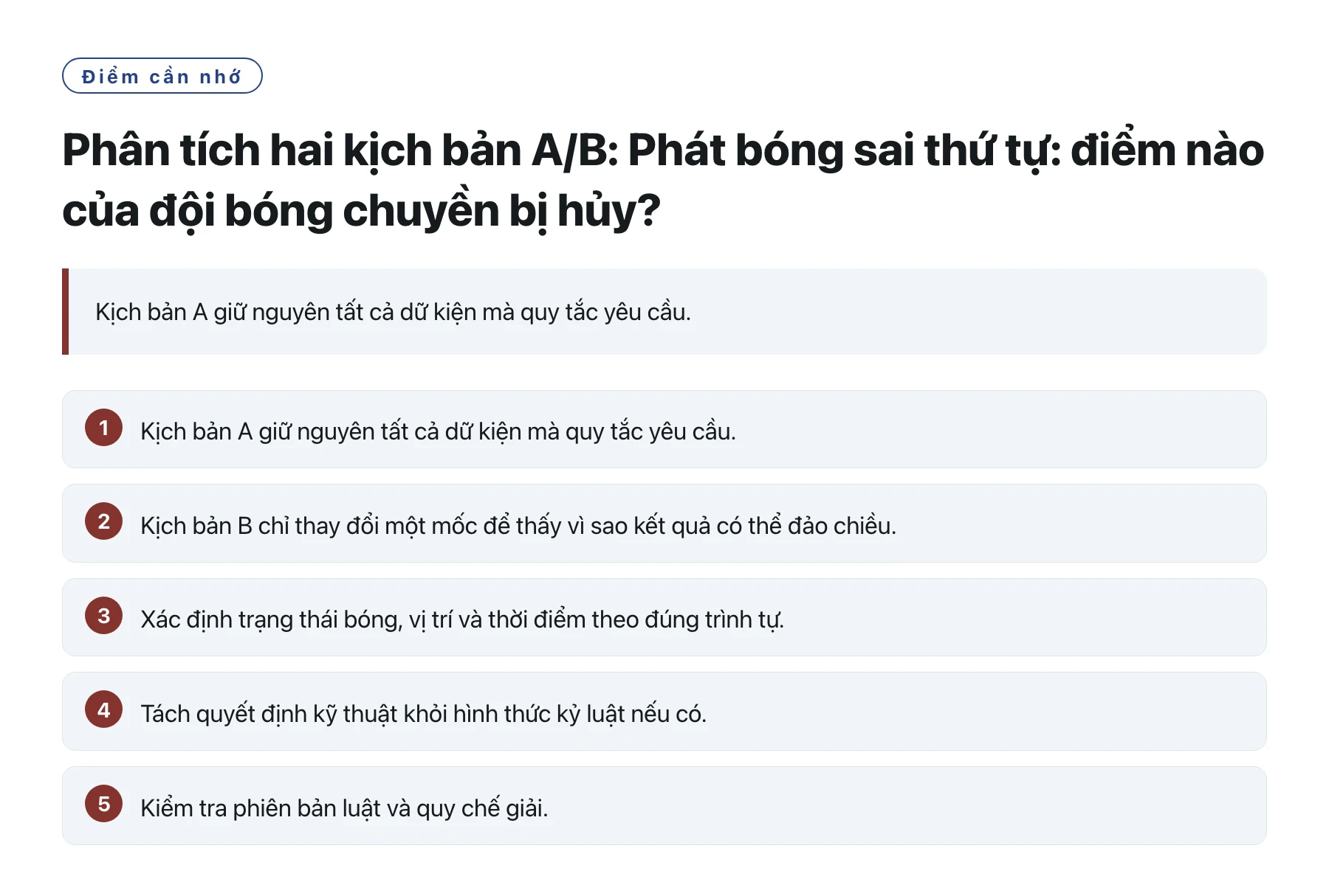 Phân tích hai kịch bản A/B: Phát bóng sai thứ tự: điểm nào của đội bóng chuyền bị hủy?——全文要点速览